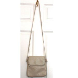 Giani Bernini Signature Logo White Genuine Leather Mini Crossbody Bag/Purse